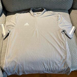 Men’s Adidas Gray & White Half-Zip T-Shirt - Size XL